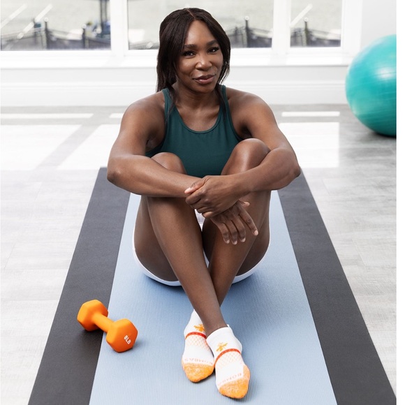 NWT BOMBAS x Venus Williams solid ankle marled toe White and blue Athletic Socks - Picture 4 of 8